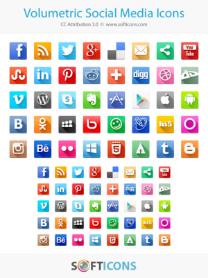 Windows 7 Volumetric Social Media Icons 1.0 full